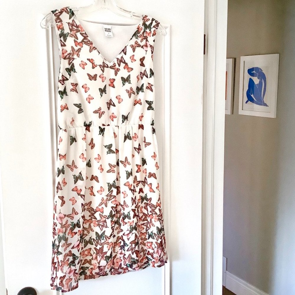 Vero Moda butterfly sleeveless v-neck mini dress M